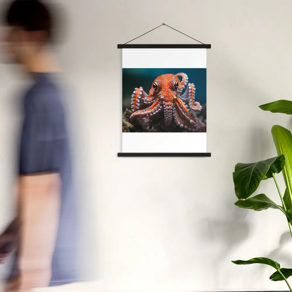 Curiosity of the Deep: The Orange Octopus | Poster With Black Wood Hanger | 18″×24″