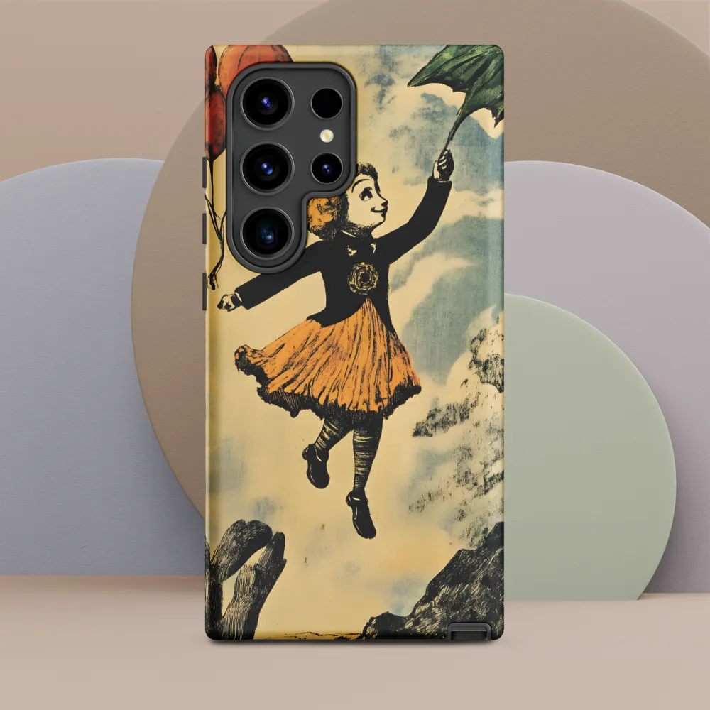 Upward Drift — Girl with Umbrella and Balloons