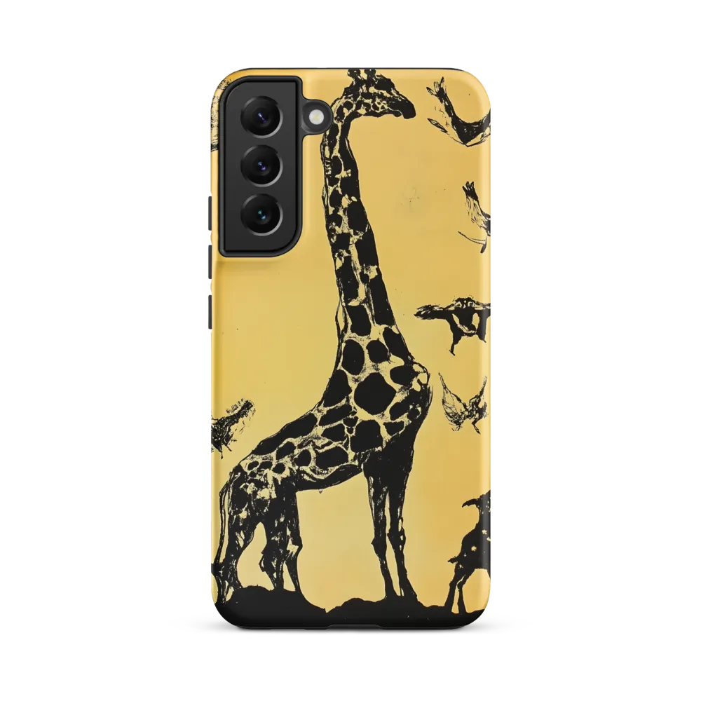 Whimsical Harmony of Giraffe and Birds