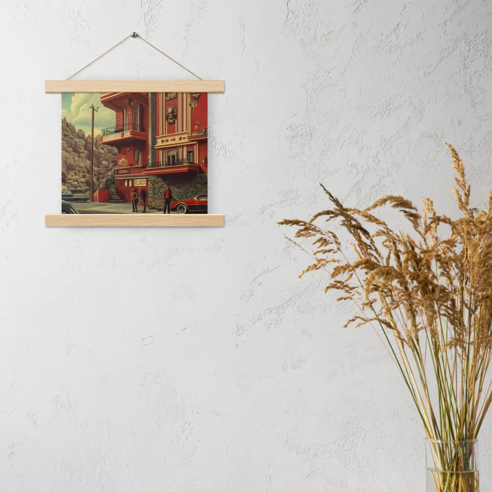 Retro Urban Dreamscape | Poster With Oak Wood Hanger | 10″×10″