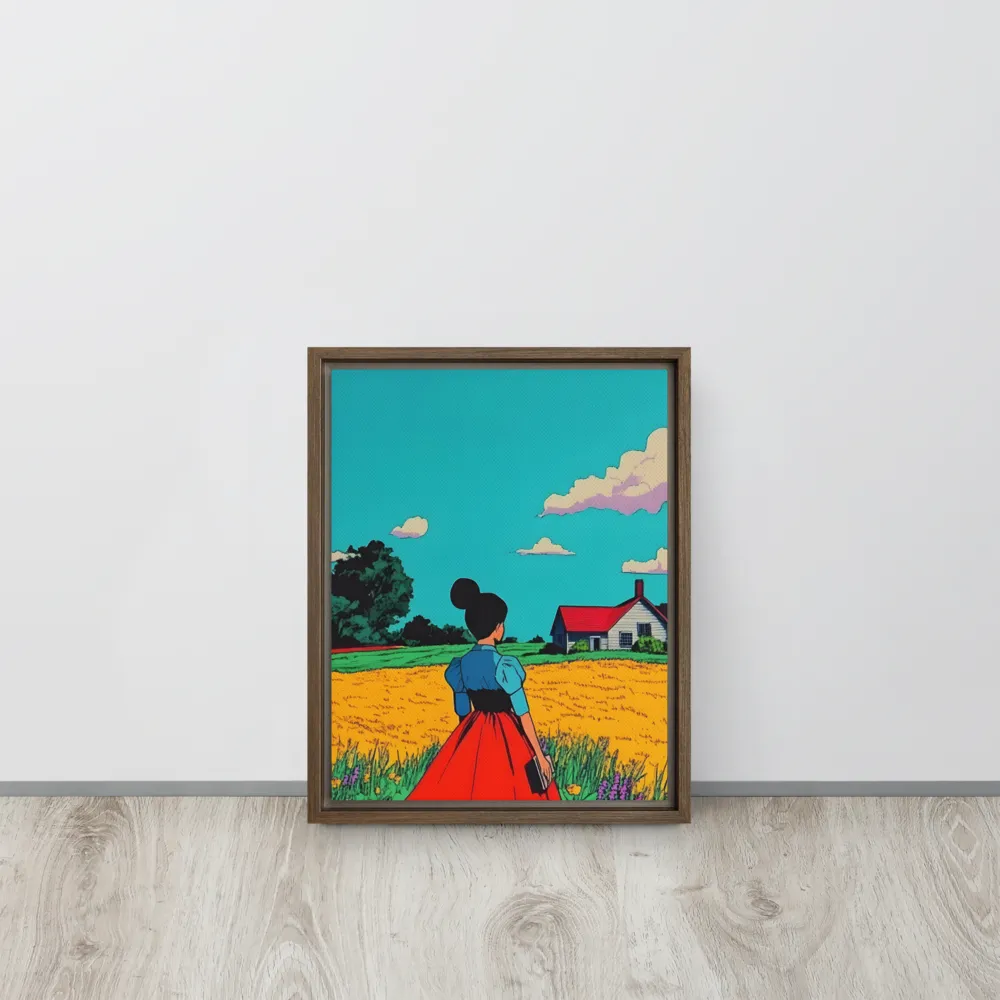 Whispers of a Sunlit Meadow | Canvas with Brown Frame | 11″×14″
