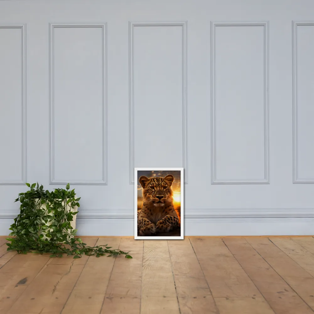 Regal Presence: The Leopard at Sunset | Poster with White Frame | 12″×18″