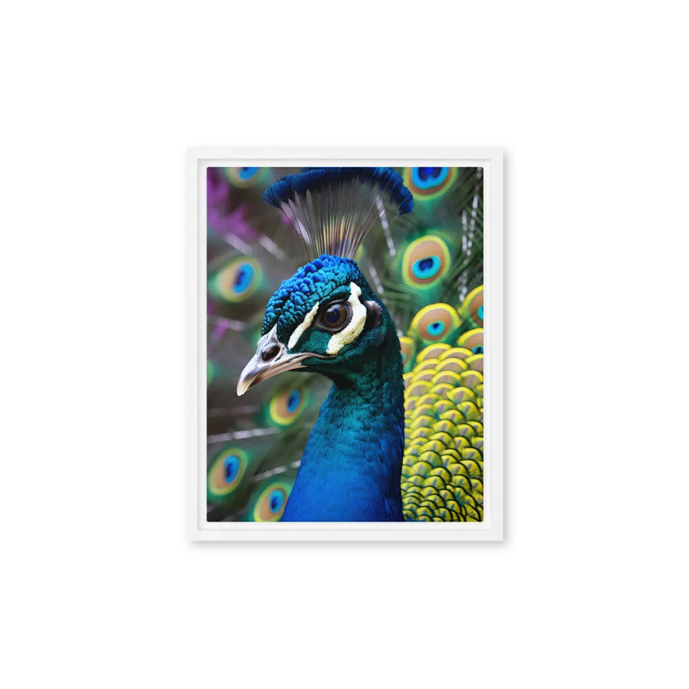 Regal Plumage: The Peacock's Splendor | Canvas with White Frame | 11″×14″