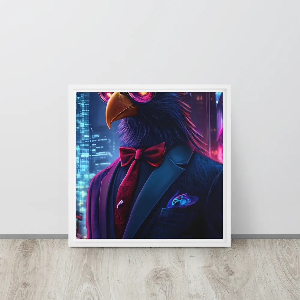 The Dapper Avian | Canvas with White Frame | 16″×16″
