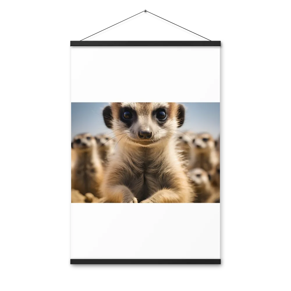 Curious Stance: The Meerkat's Gaze | Poster With Black Wood Hanger | 24″×36″