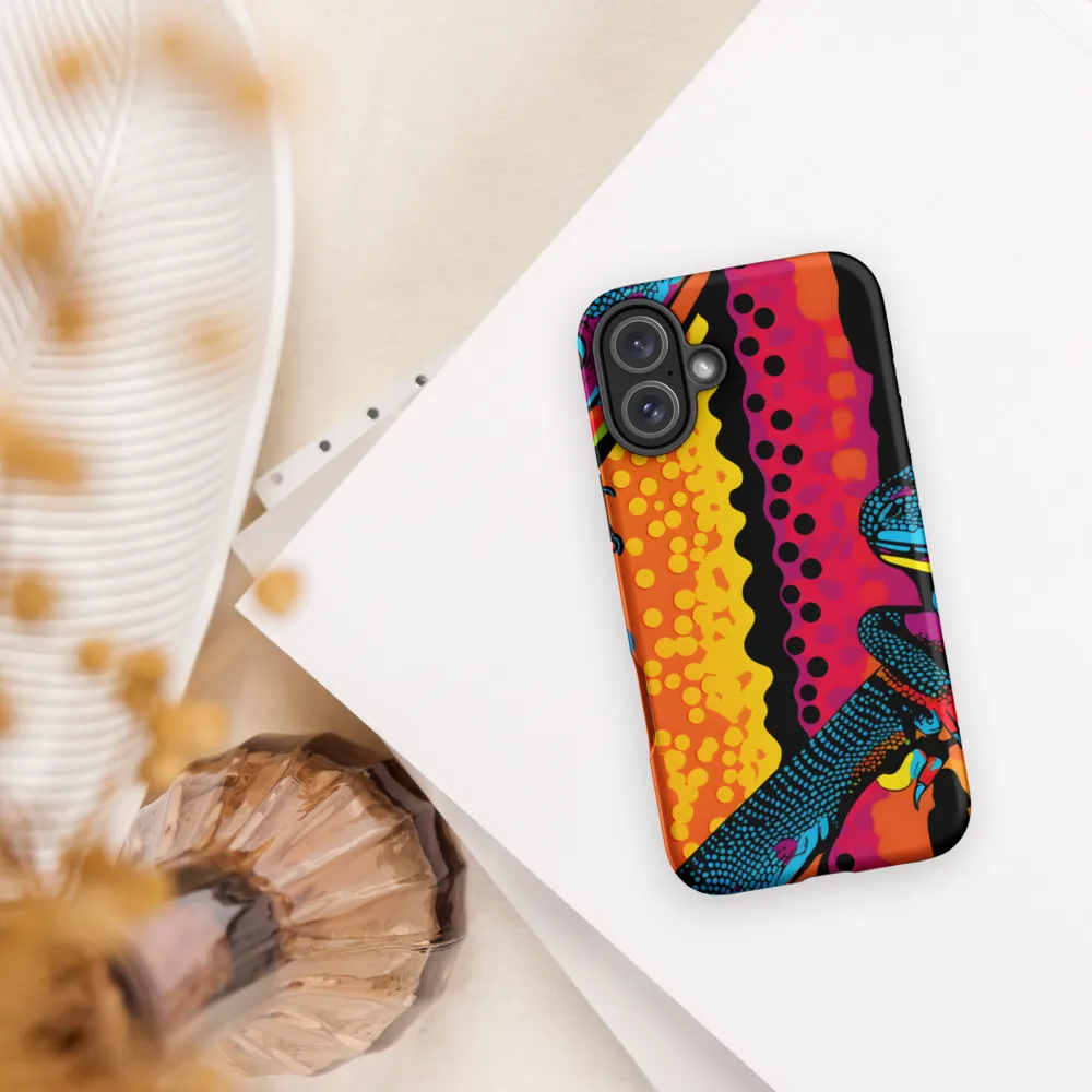 Colorful Encounters: The Playful Geckos | Phone Case |  16 Plus | Tough Case | Matte