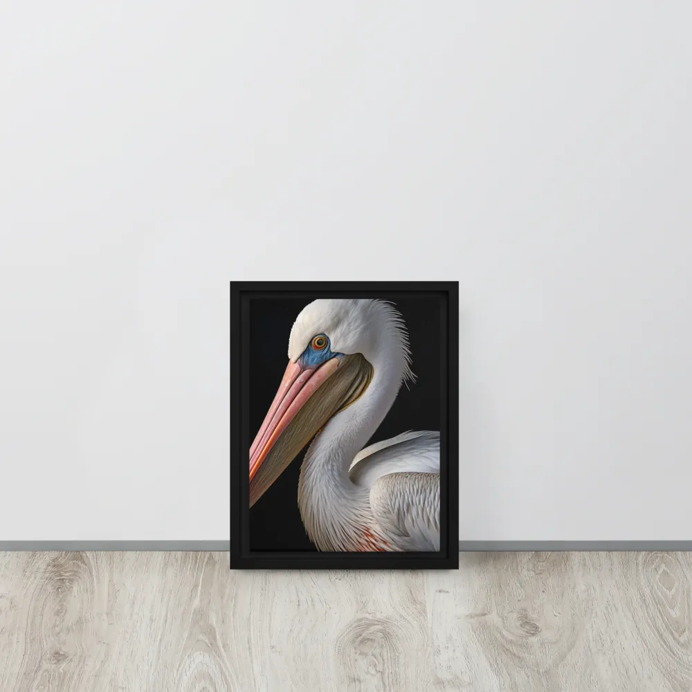 Elegance in White: The Pelican | Canvas with White Frame | 9″×12″