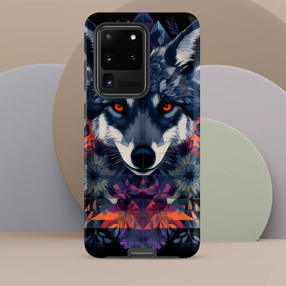 Mystical Wolf Amidst Floral Geometry