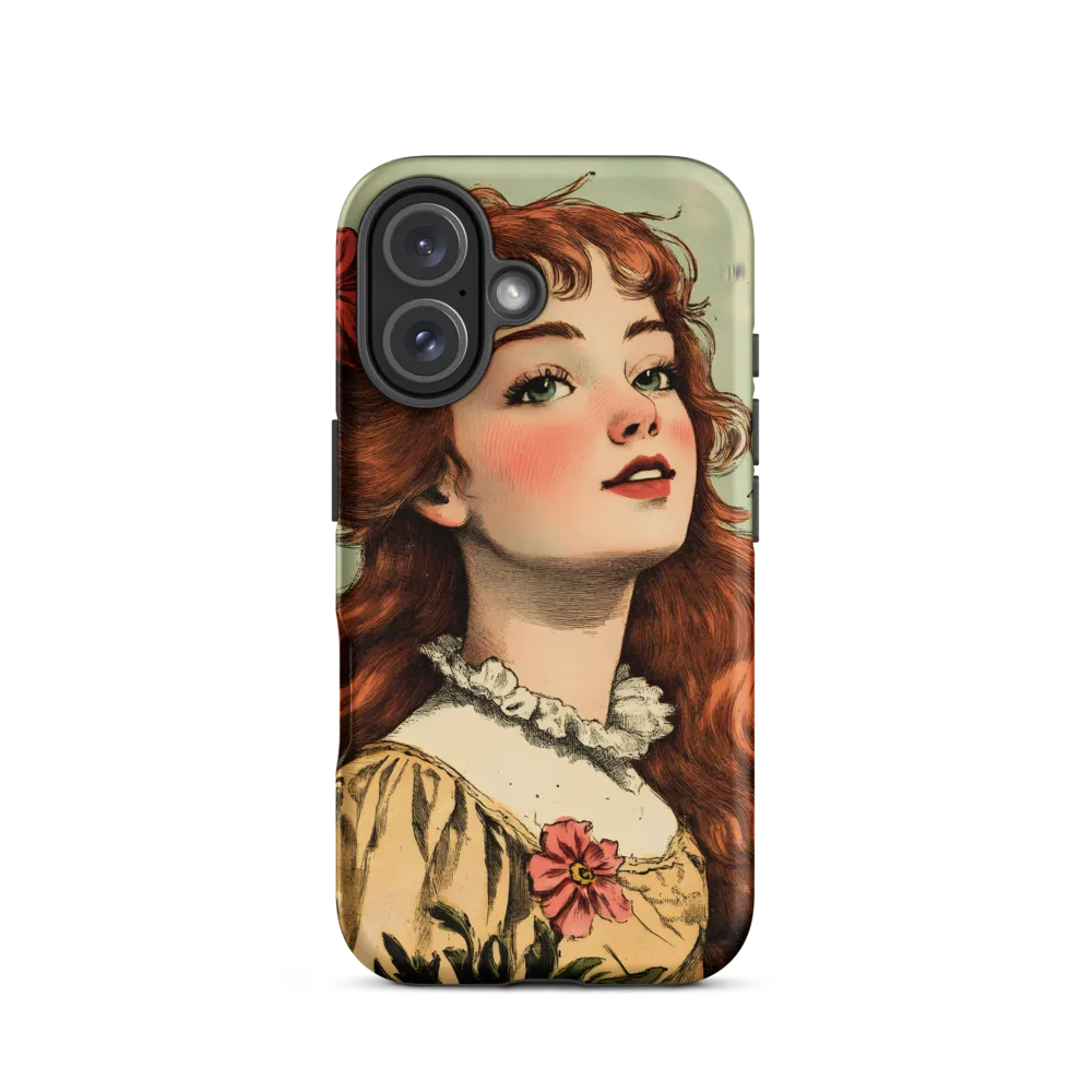 Whimsical Portrait of a Flower-Adorned Girl | Phone Case |  16 | Tough Case | Matte