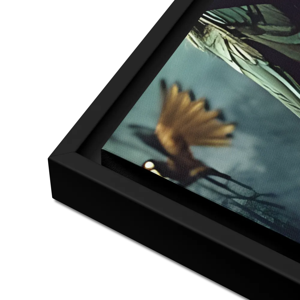 Whispers of the Avian Realm | Canvas with Black Frame | 24″×36″