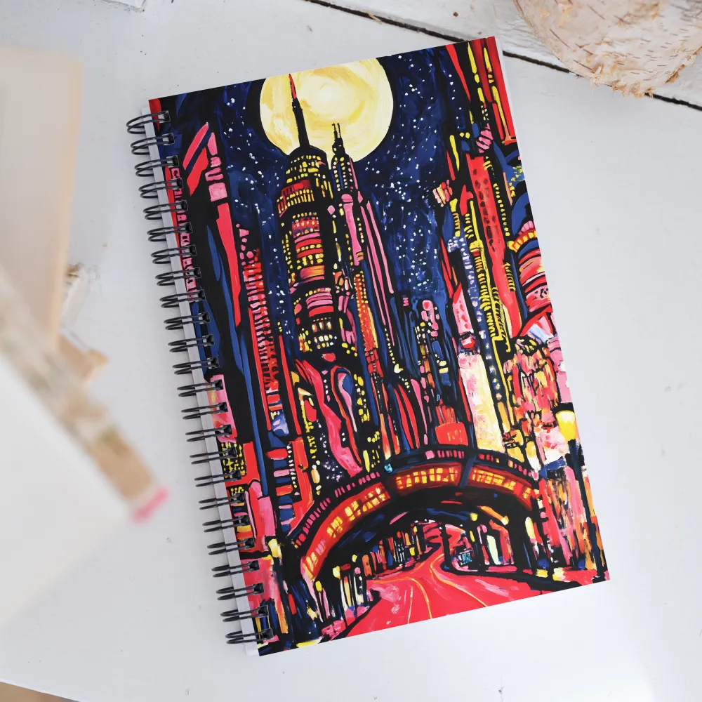 Night Lights: A Vibrant Urban Odyssey | Spiral Notebook