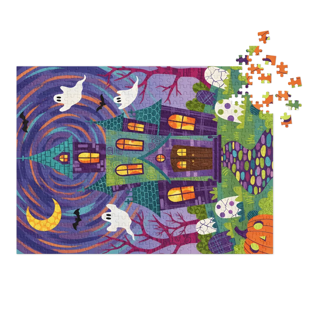 Whimsical Haunted Mansion 
 Jigsaw Puzzle in Tin Box