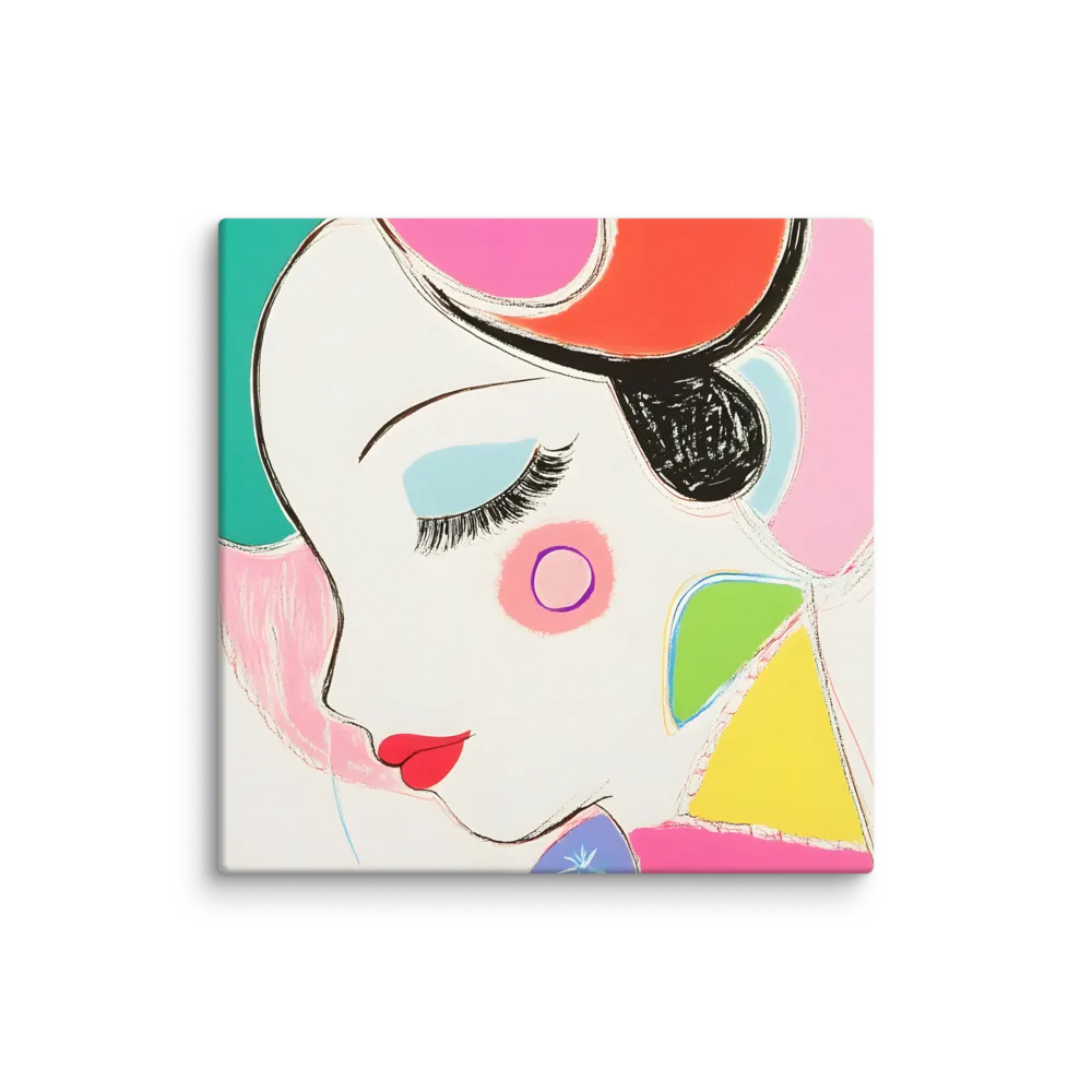 Whimsical Portrait in Colorful Abstraction | Canvas | 18″×18″