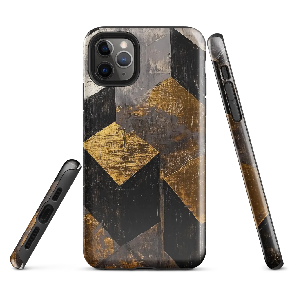 Geometric Harmony in Gold and Black | Phone Case |  11 Pro Max | Tough Case | Glossy