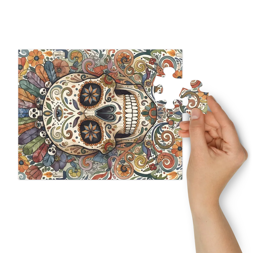 Floral Sugar Skull 
 Jigsaw Puzzle in Tin Box