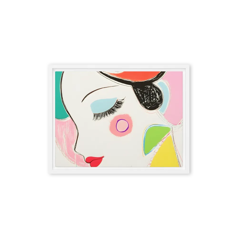 Whimsical Portrait in Colorful Abstraction | Canvas with White Frame | 12″×16″