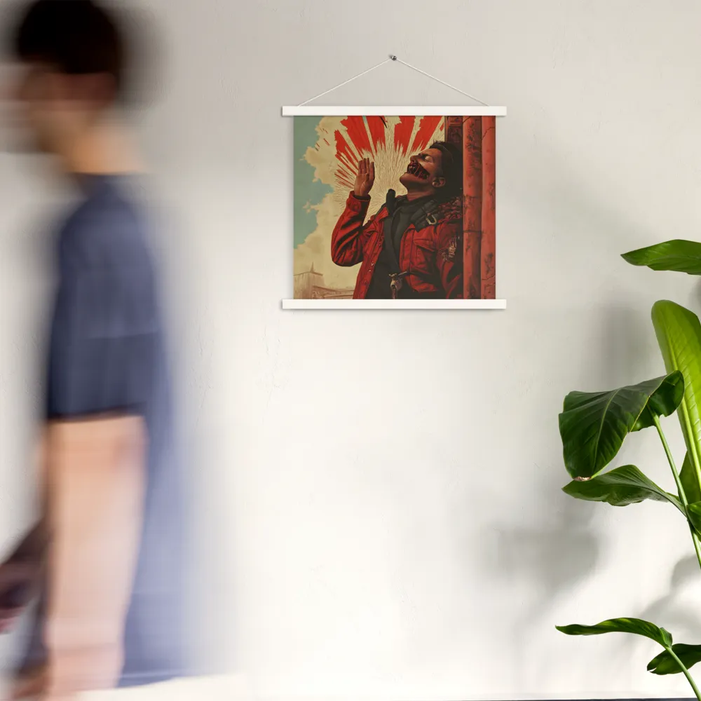 Defiant Echoes of Ruin | Poster With White Wood Hanger | 18″×18″