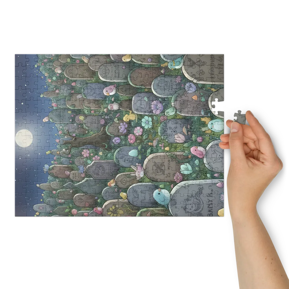 Moonlit Graveyard Garden 
 Jigsaw Puzzle in Tin Box