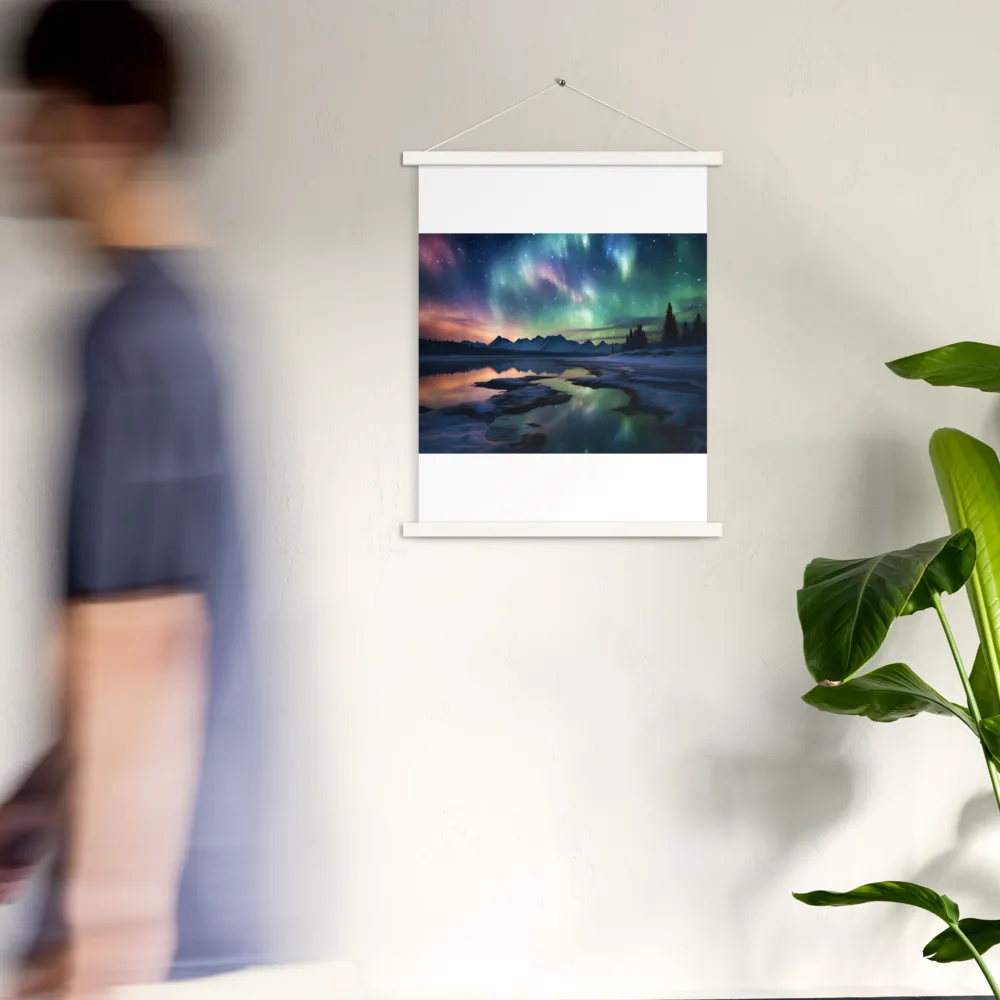 Ethereal Aurora: A Night Under the Stars | Poster With White Wood Hanger | 18″×24″