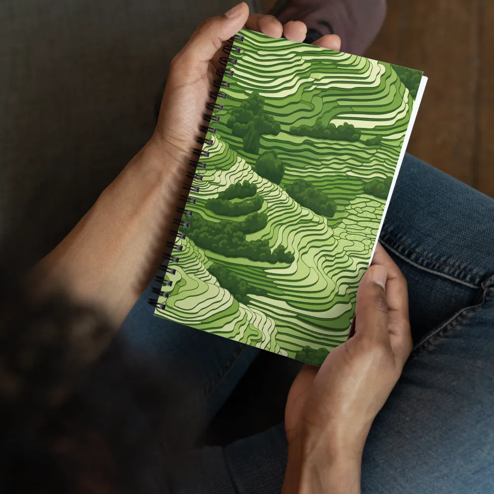 Waves of Green: An Abstract Landscape | Spiral Notebook