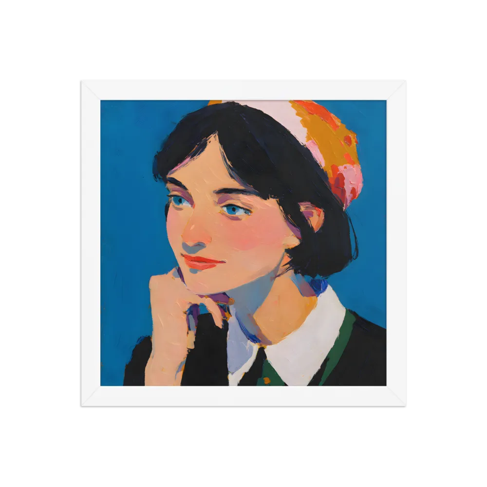 Blue Portrait 
 Poster with White Frame | 12″x 12″