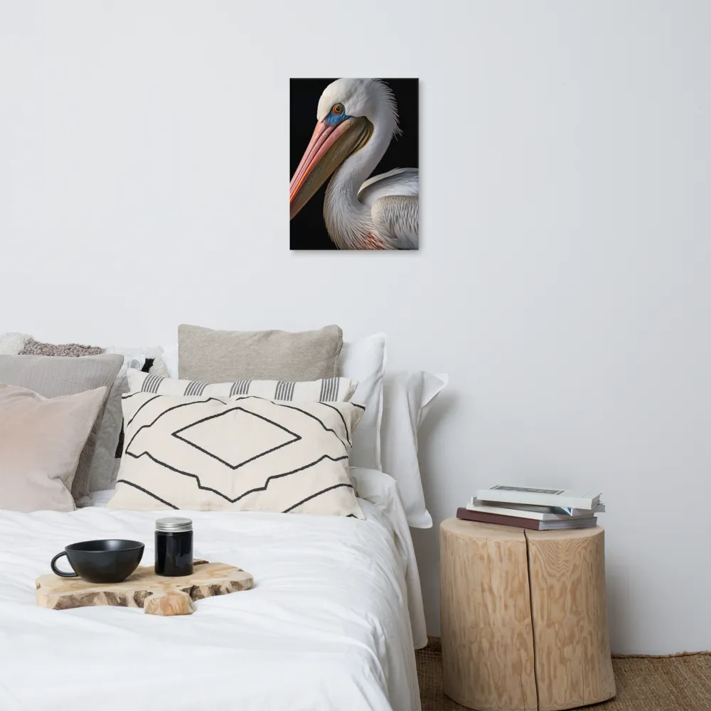 Elegance in White: The Pelican | Canvas | 18″×24″