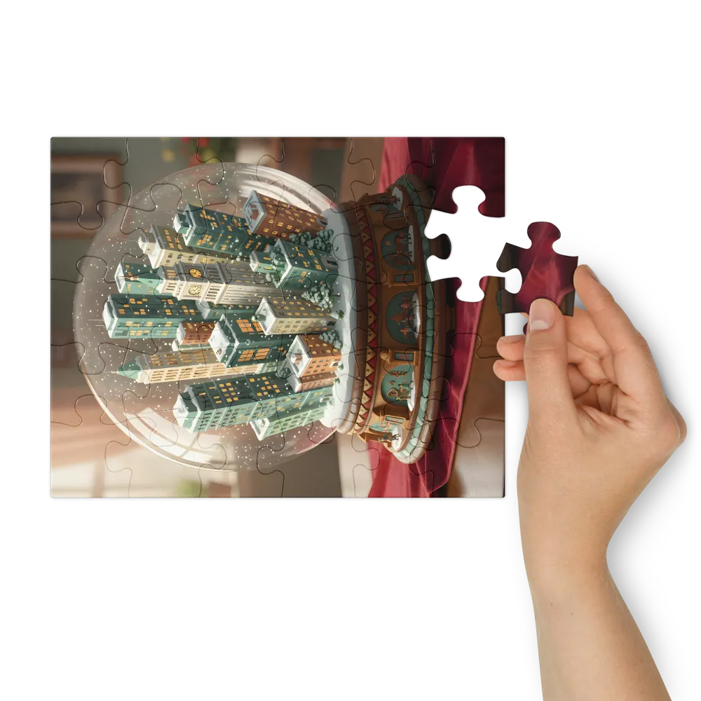 City in a Snow Globe 
 Jigsaw Puzzle in Tin Box