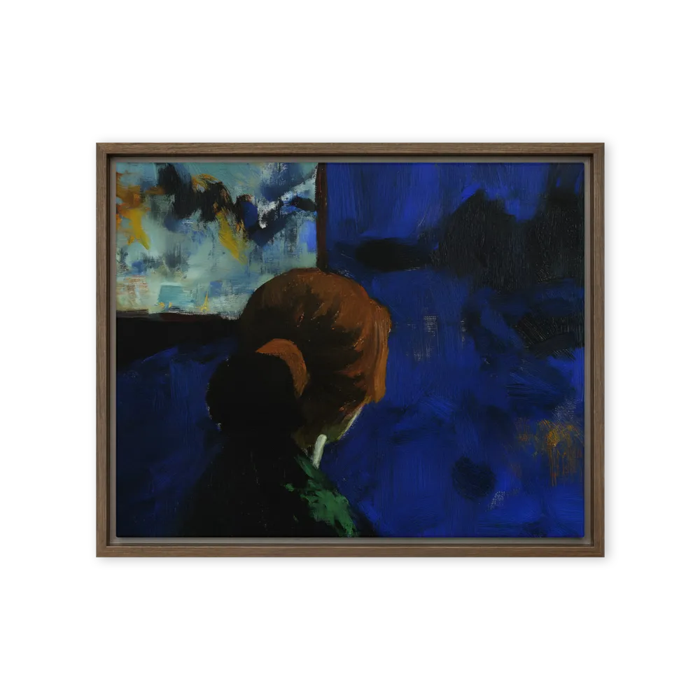 Contemplation Under the Night Sky | Canvas with Brown Frame | 16″×20″