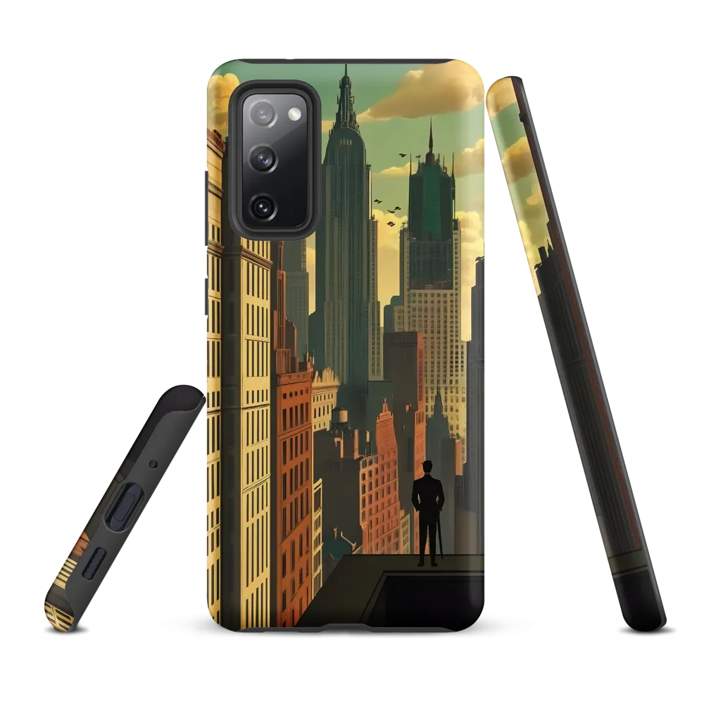 Urban Dreams: A Silhouette in Art Deco Cityscape