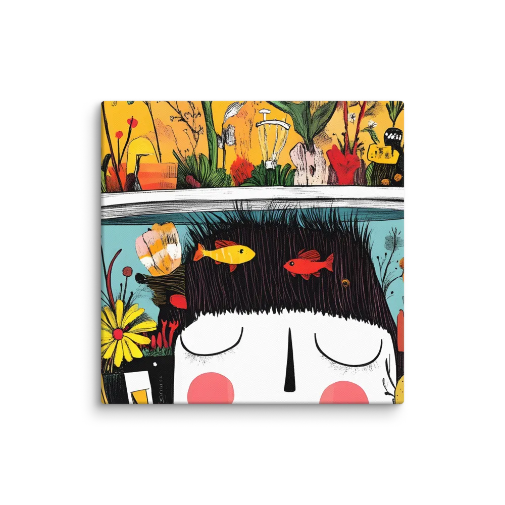Whimsical Garden Head | Canvas | 12″×12″