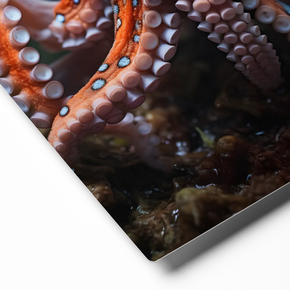 Curiosity of the Deep: The Orange Octopus | Metal Print | 8″×10″