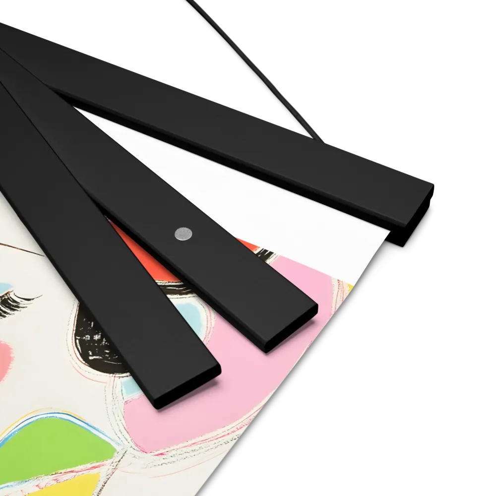 Whimsical Portrait in Colorful Abstraction | Poster With Black Wood Hanger | 8″×10″