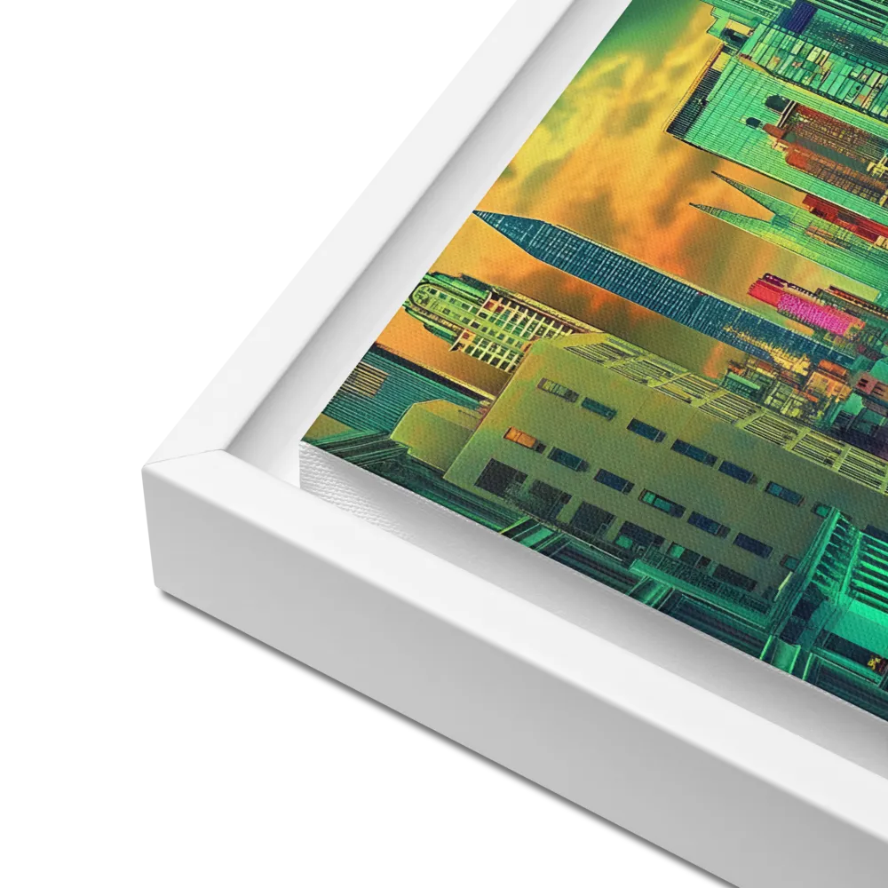 Urban Surrealism: Neon Dreams | Canvas with White Frame | 12″×12″