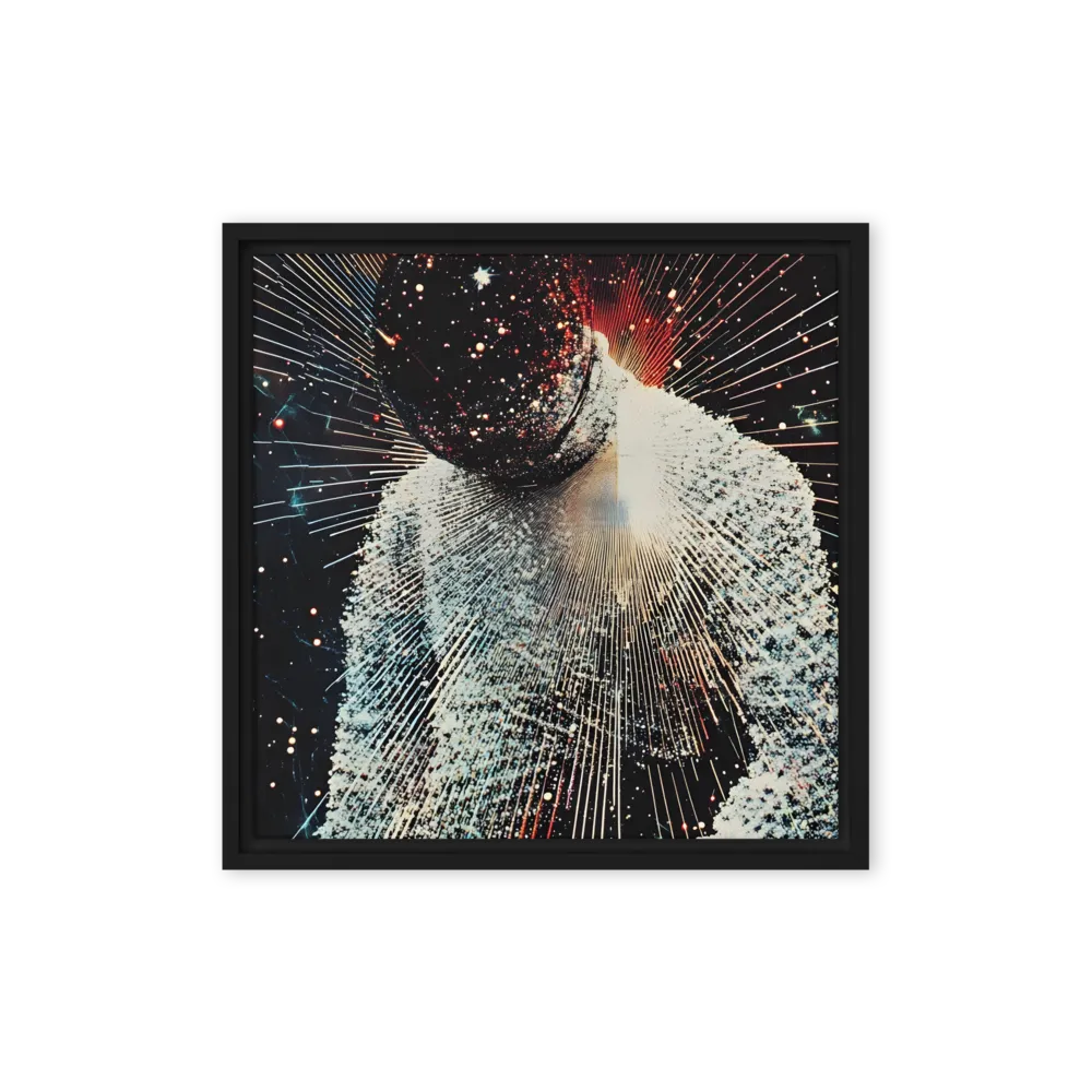 Ethereal Astronaut: A Journey Through the Cosmos | Canvas with Black Frame | 16″×16″