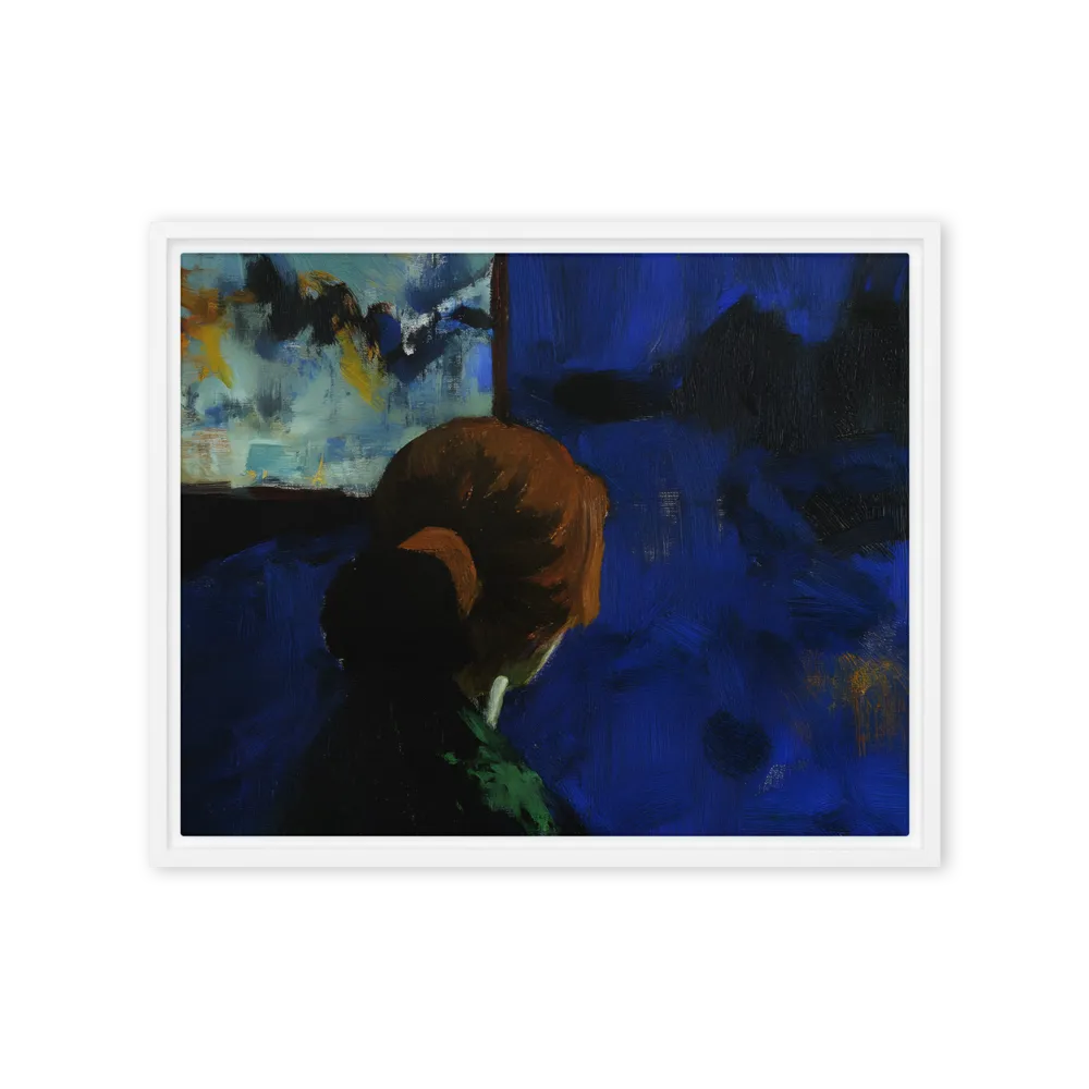 Contemplation Under the Night Sky | Canvas with White Frame | 16″×20″