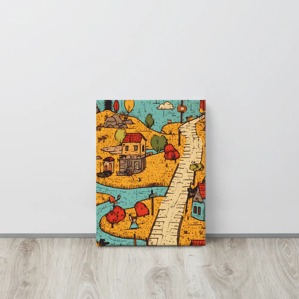 Whimsical Village Landscape | Canvas | 12″×16″