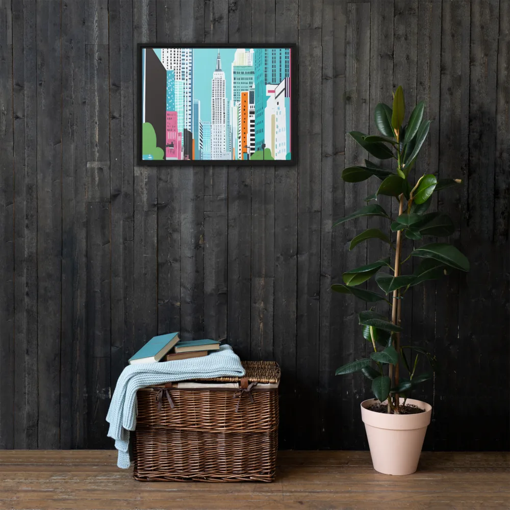 Urban Symphony: A Modern Cityscape | Canvas with Black Frame | 18″×24″