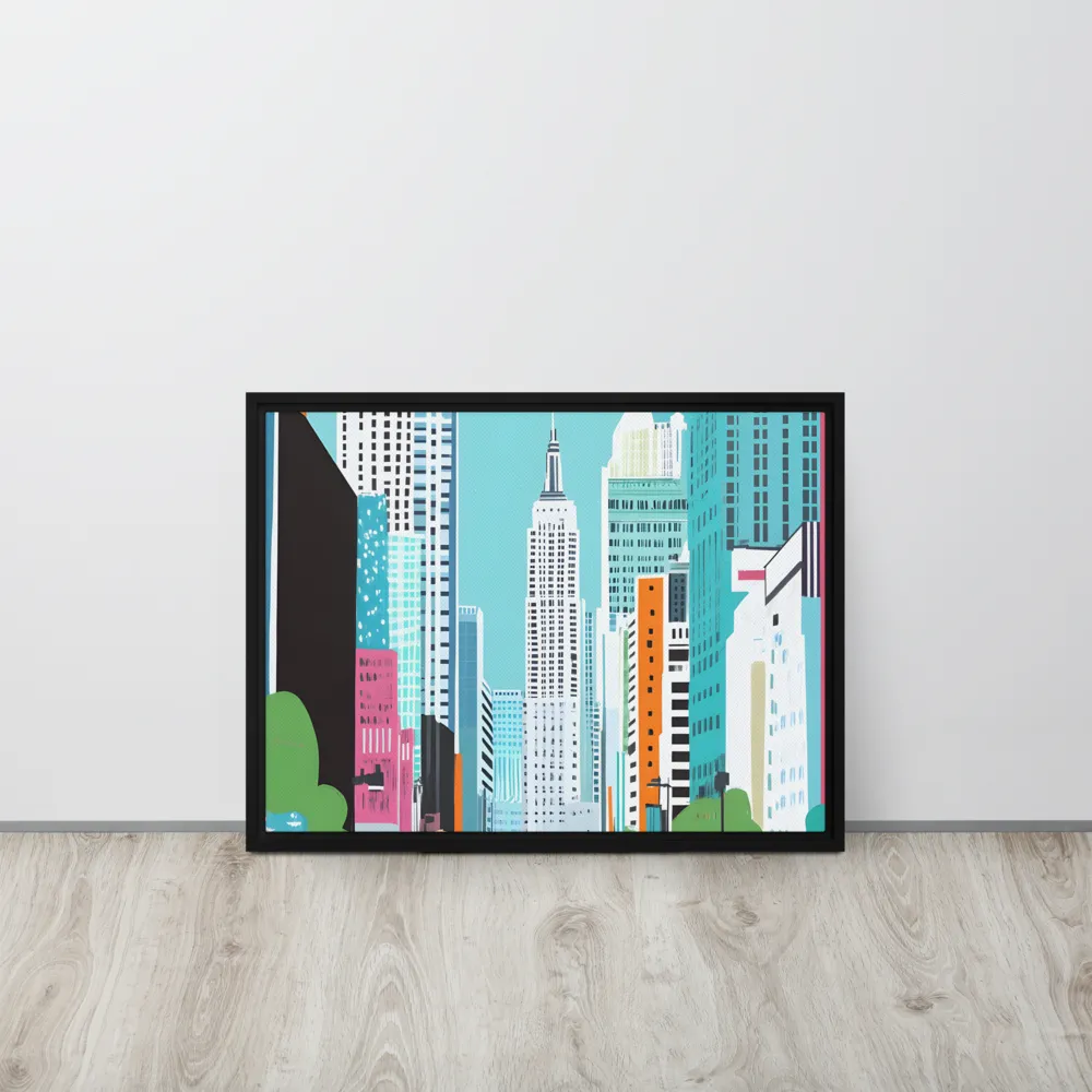 Urban Symphony: A Modern Cityscape | Canvas with Black Frame | 18″×24″