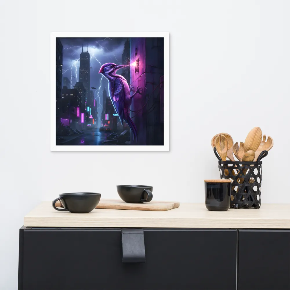 Neon Woodpecker 
 Poster with White Frame | 16″x 16″