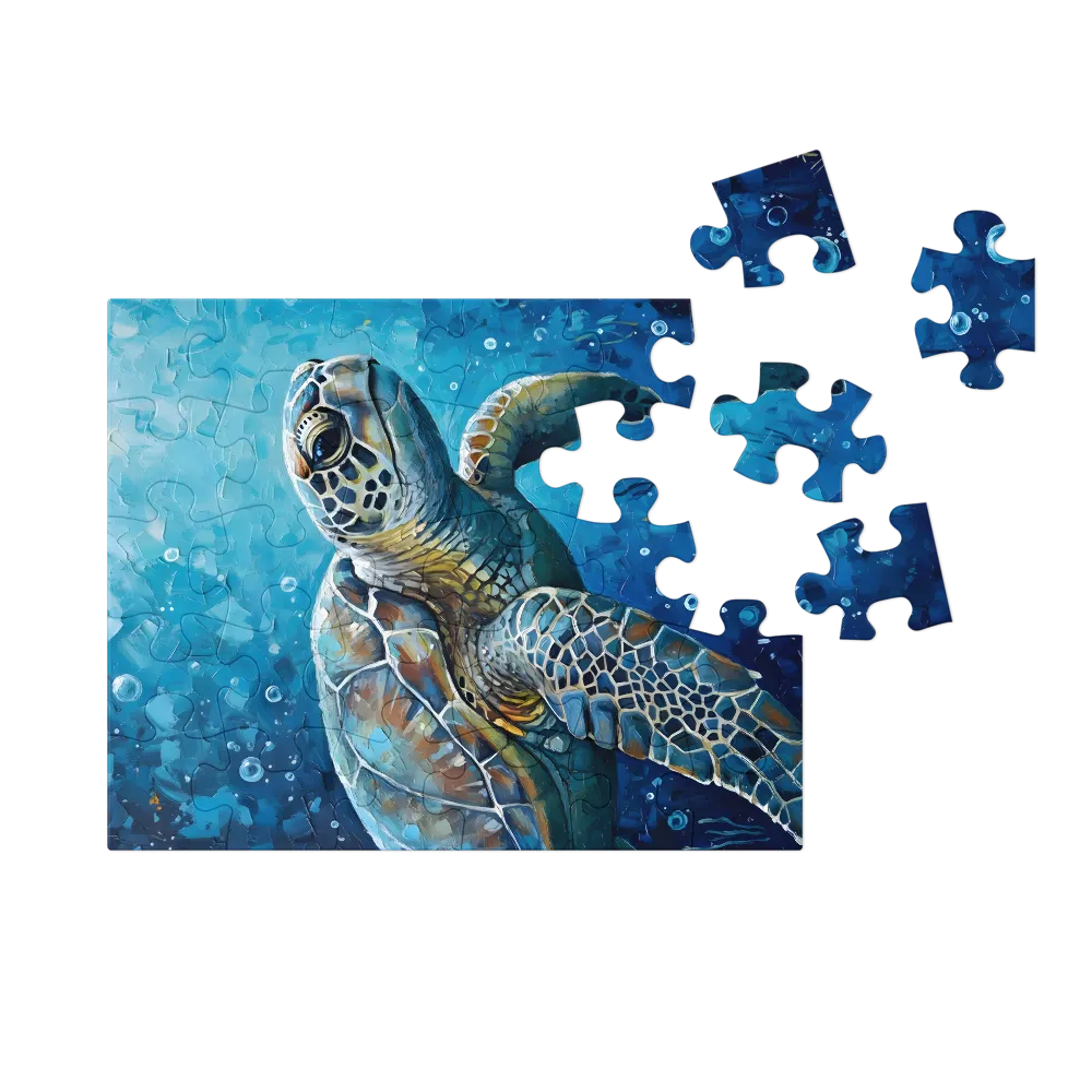 Azure Sea Turtle 
 Jigsaw Puzzle in Tin Box