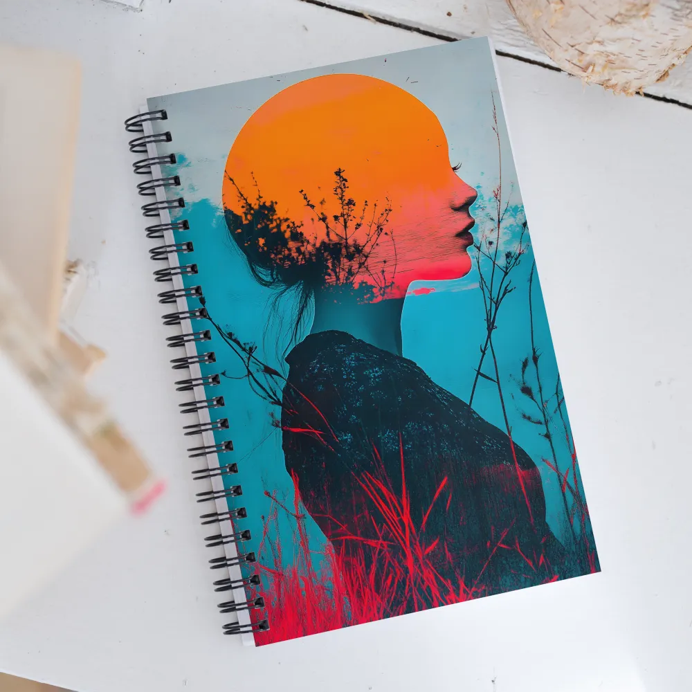 Ethereal Silhouette: A Dance of Nature and Self | Spiral Notebook