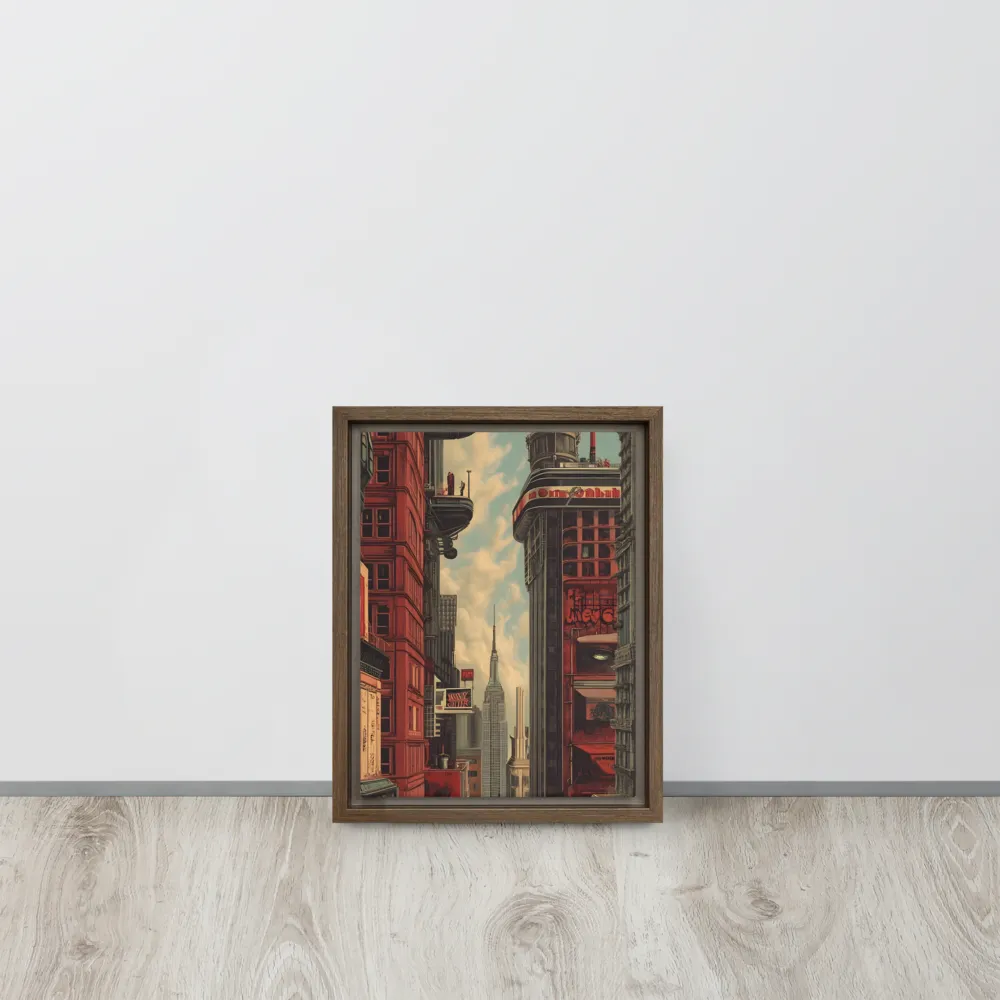 A Glimpse of Tomorrow: Urban Ambition | Canvas with Brown Frame | 9″×12″