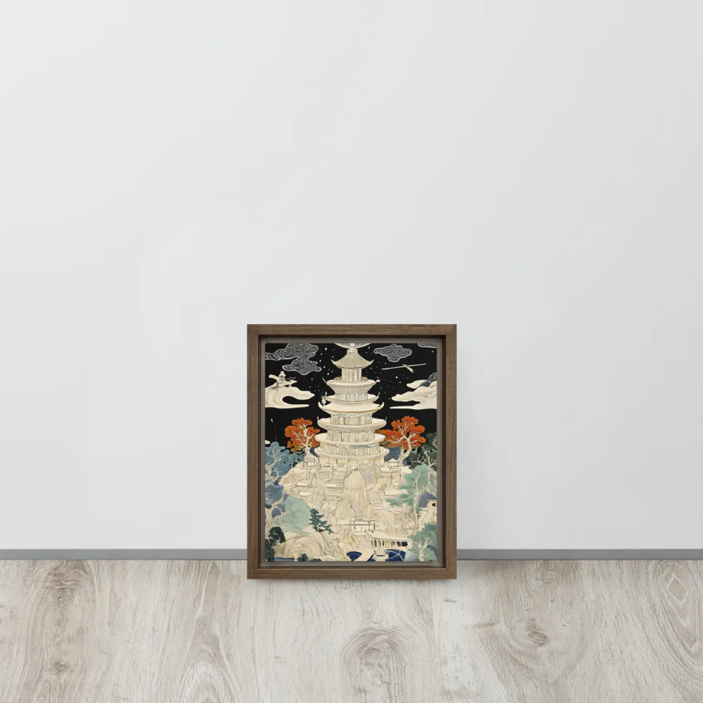 Whispers of the Pagoda | Canvas with Brown Frame | 8″×10″
