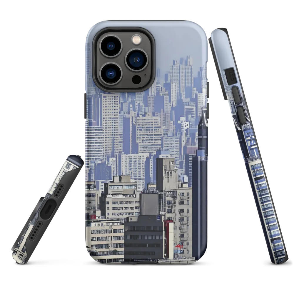 Urban Symphony: A Cityscape in Blues and Grays | Phone Case |  14 Pro Max | Tough Case | Matte
