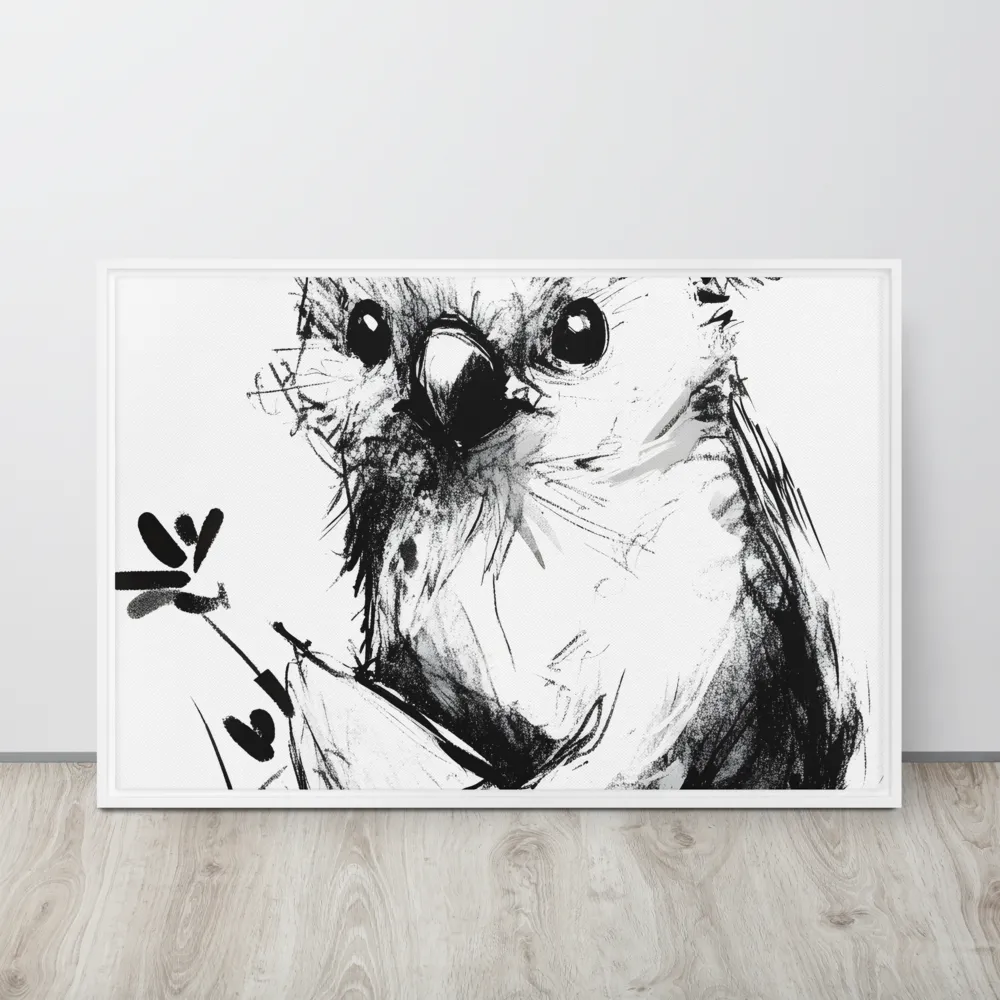 Whimsical Koala in Ink | Canvas with White Frame | 24″×36″