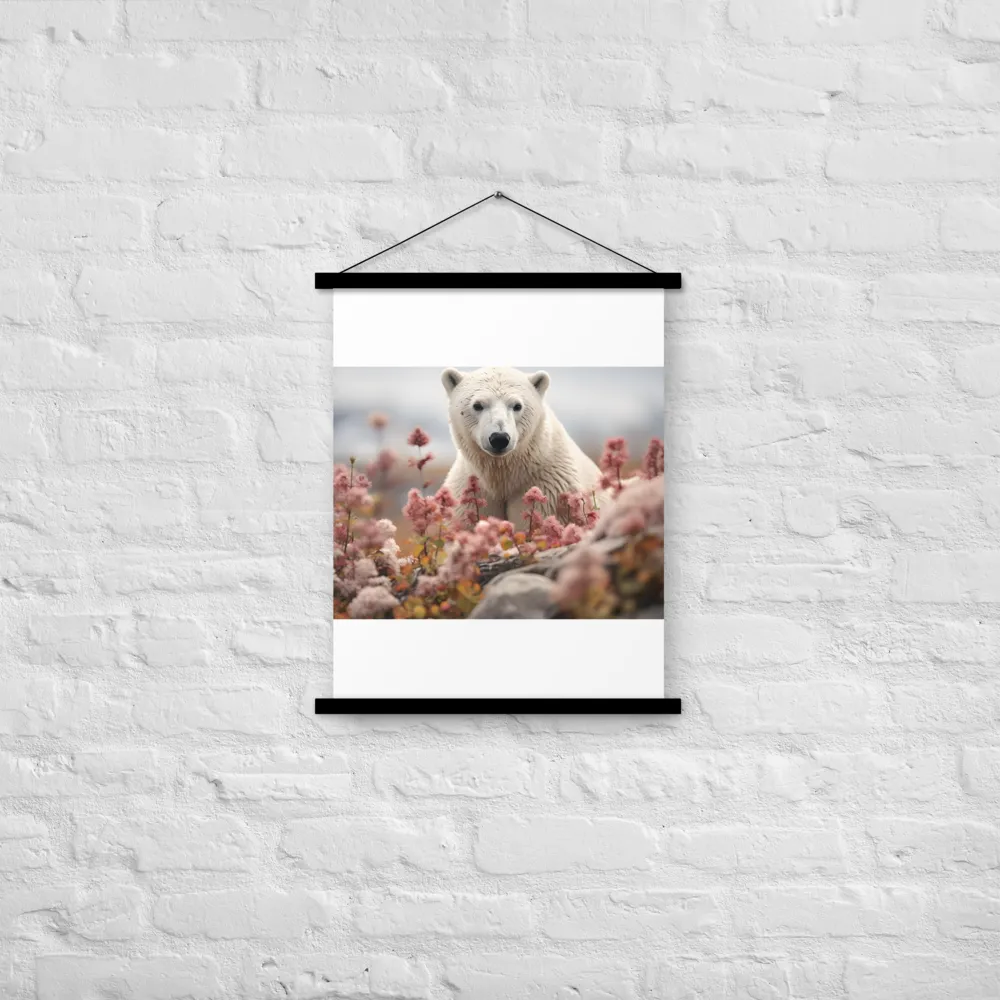 Curiosity Among Blooms: The Polar Bear | Poster With Black Wood Hanger | 18″×24″