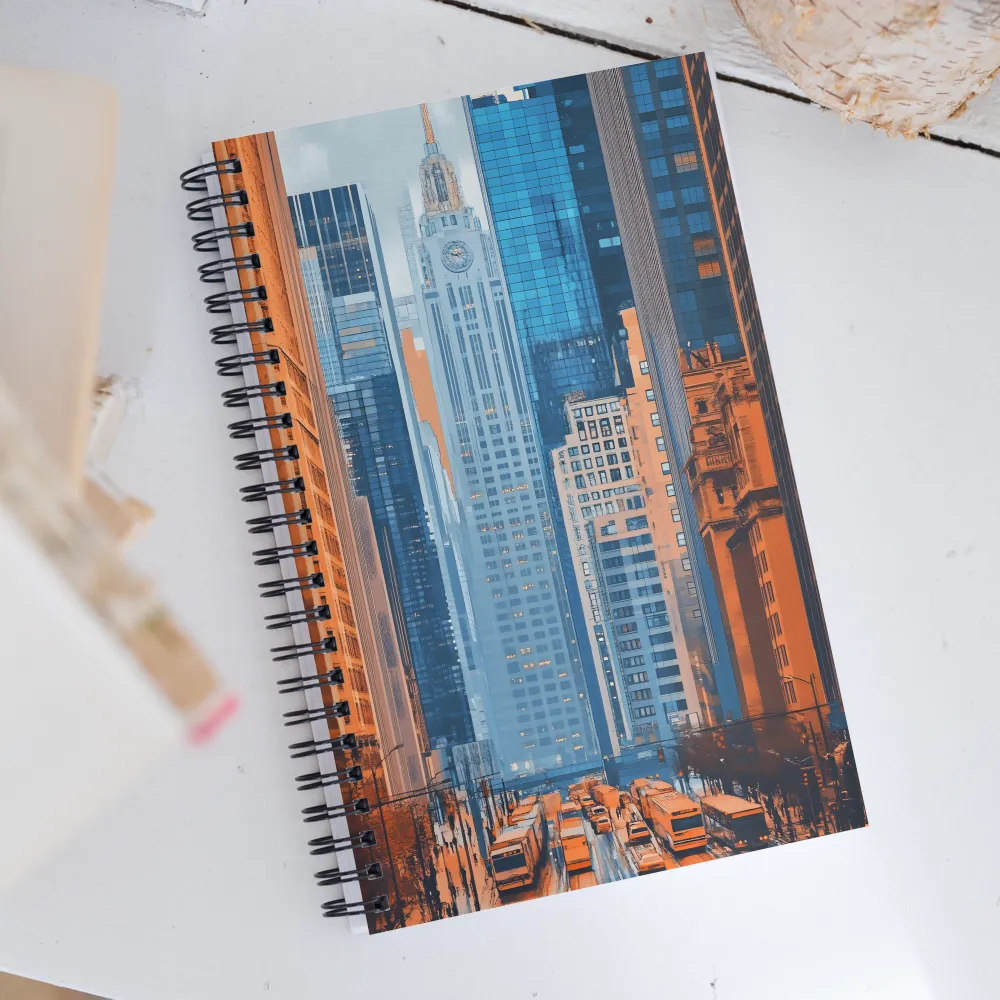 Urban Symphony in Blue and Orange | Spiral Notebook