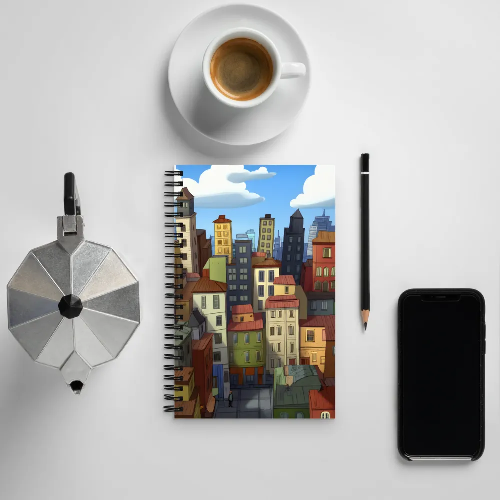 Urban Symphony: A Colorful Cityscape | Spiral Notebook