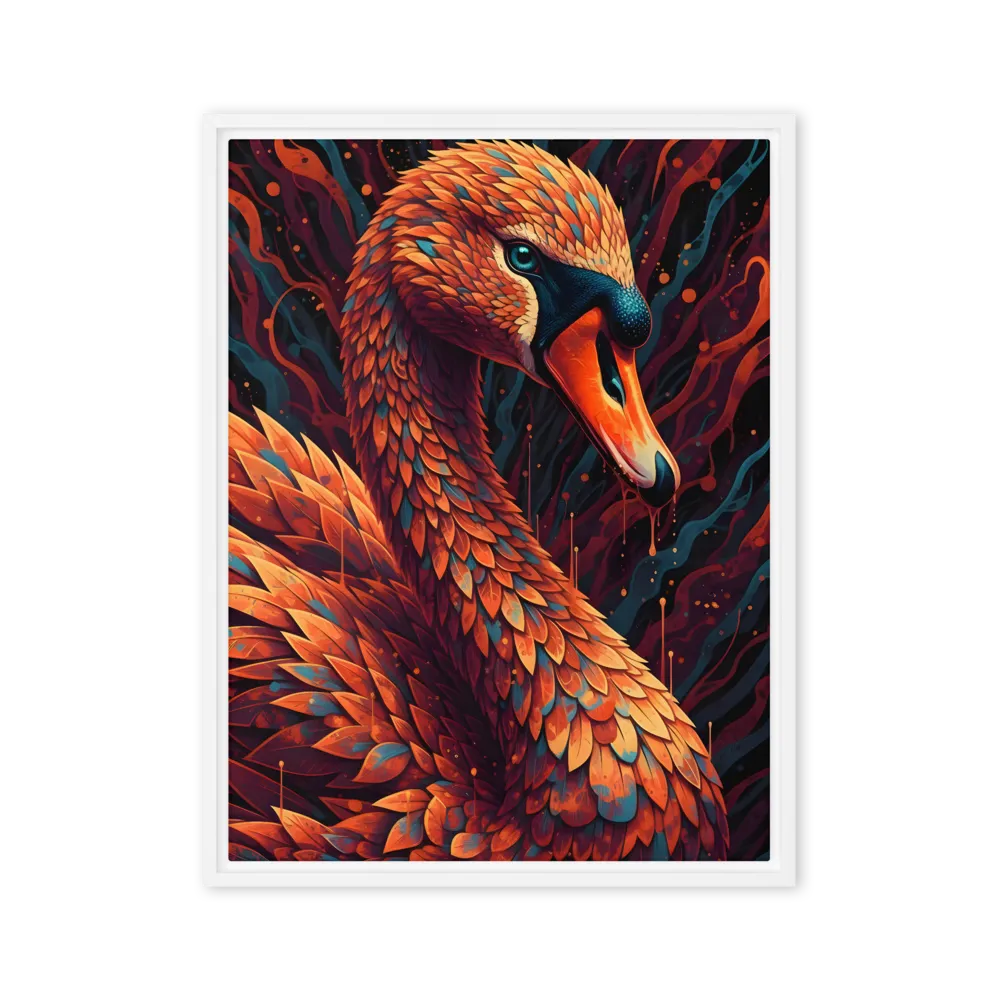 Ember Swan 
 Canvas with White Frame
