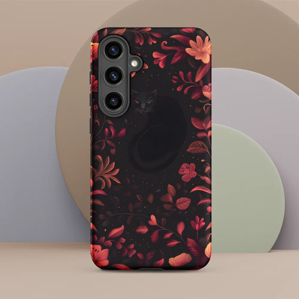 Nocturne in Coral: The Watchful Cat